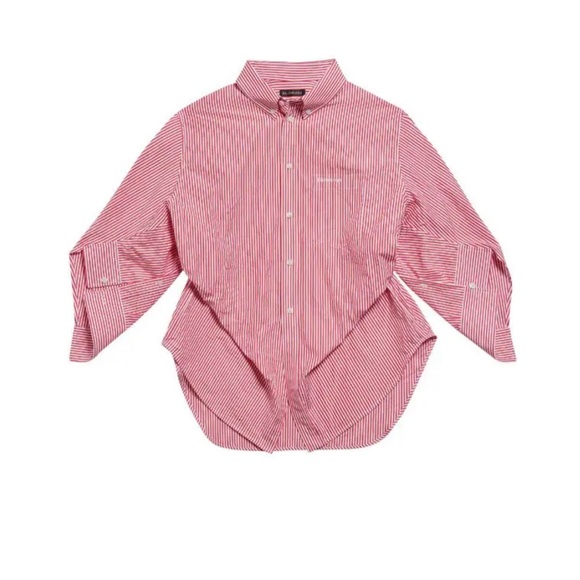 Balenciaga Tops - Balenciaga Oversized Logo Striped Cotton Button Up Shirt